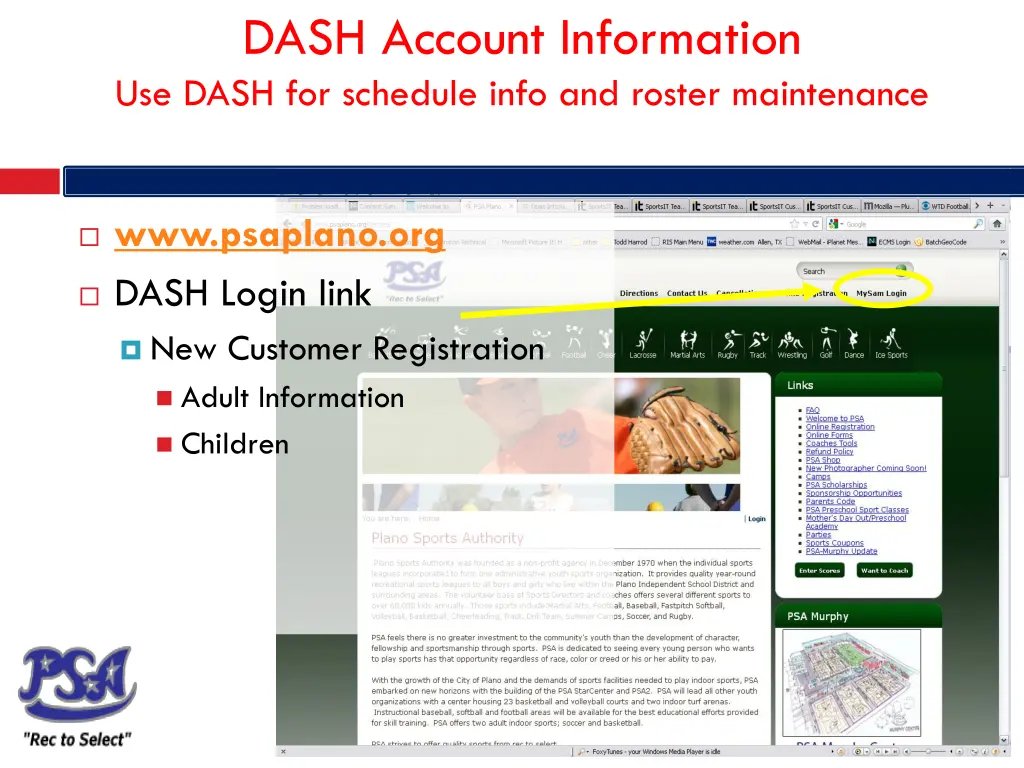 dash account information use dash for schedule