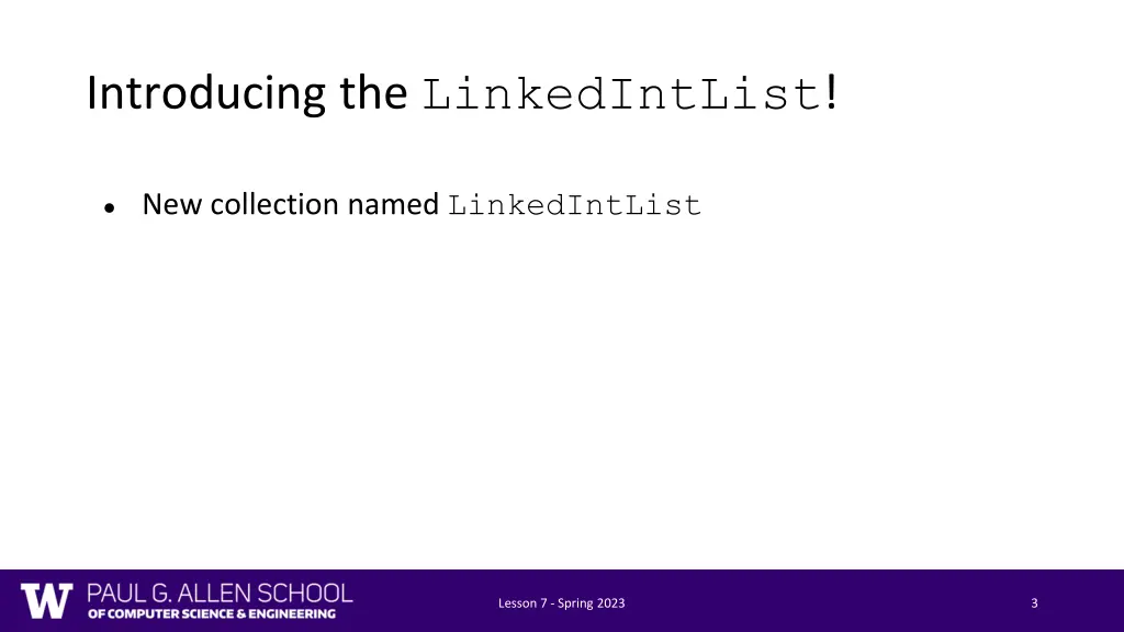 introducing the linkedintlist