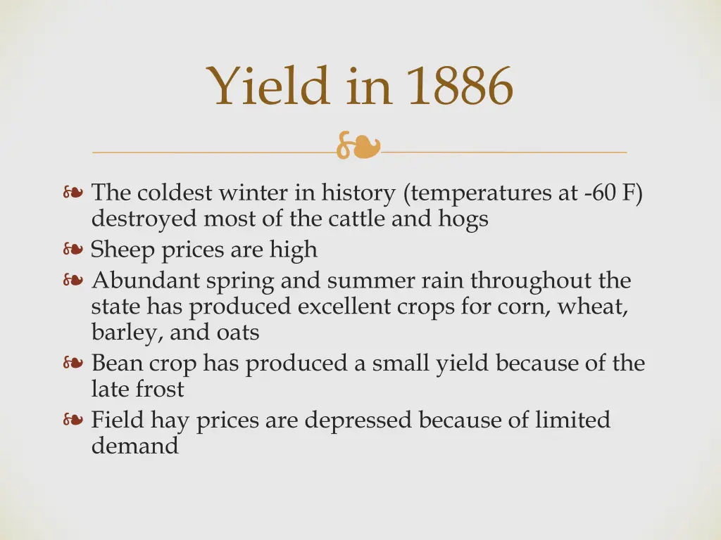 yield in 1886