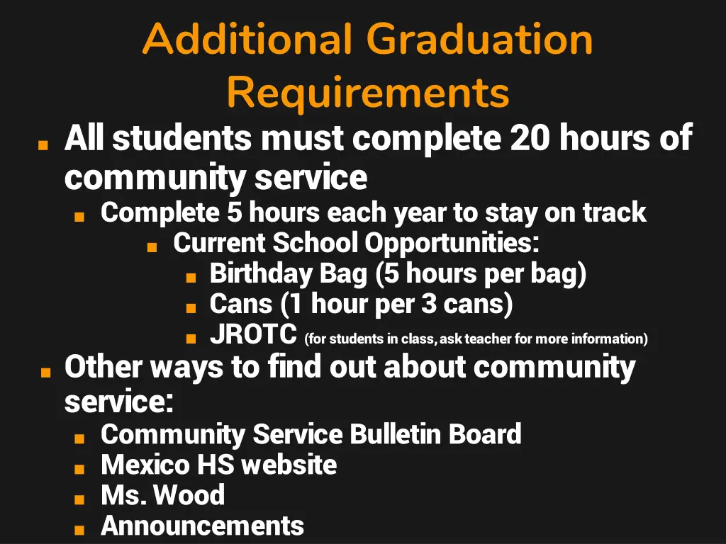 additional graduation requirements all students