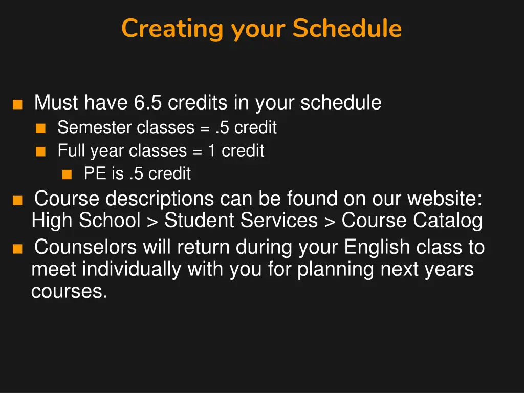 creating your schedule