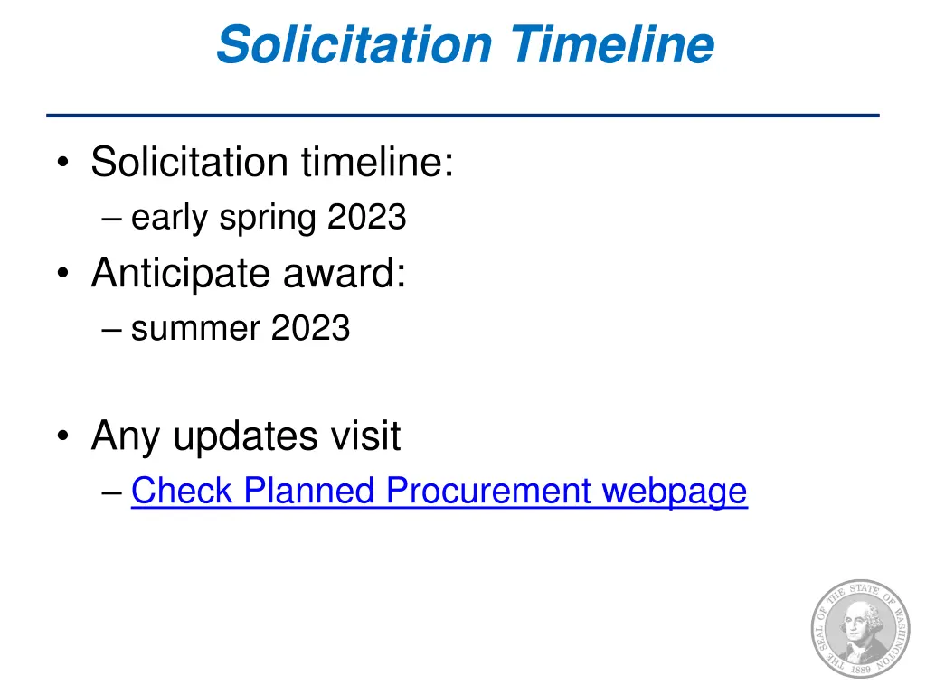 solicitation timeline