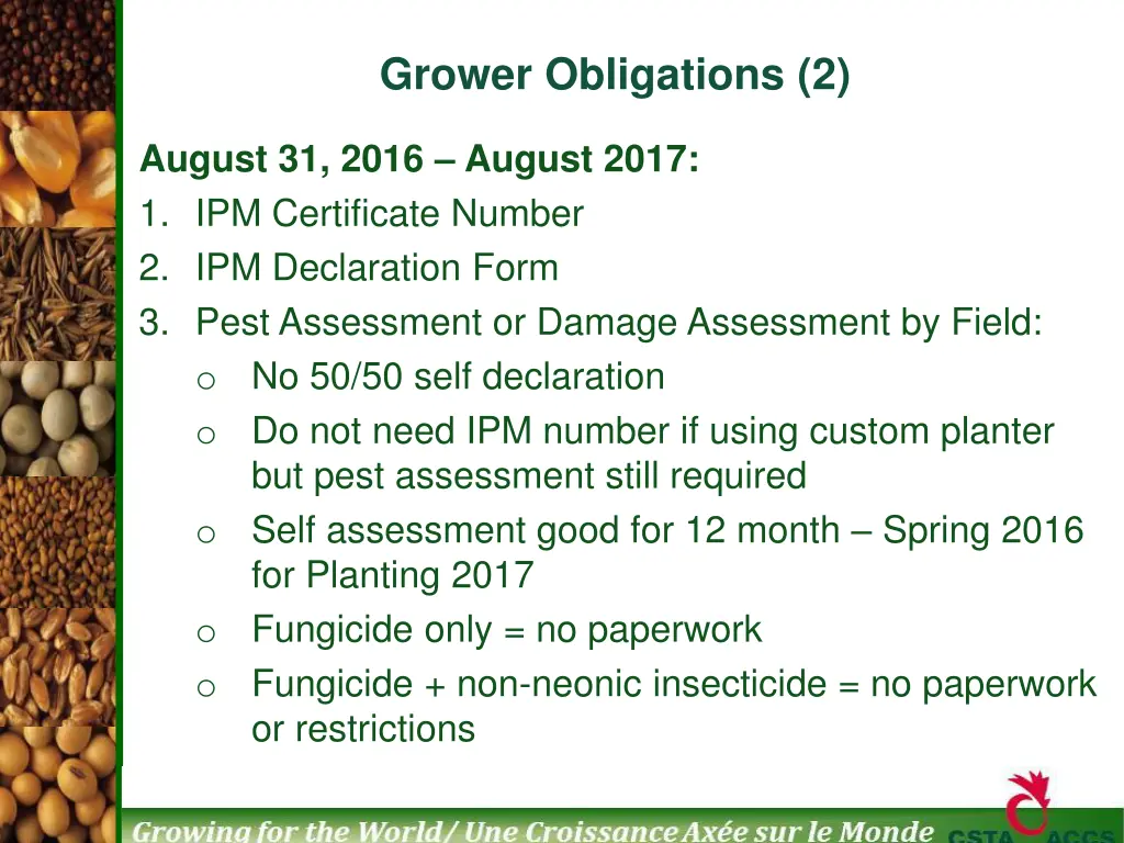 grower obligations 2