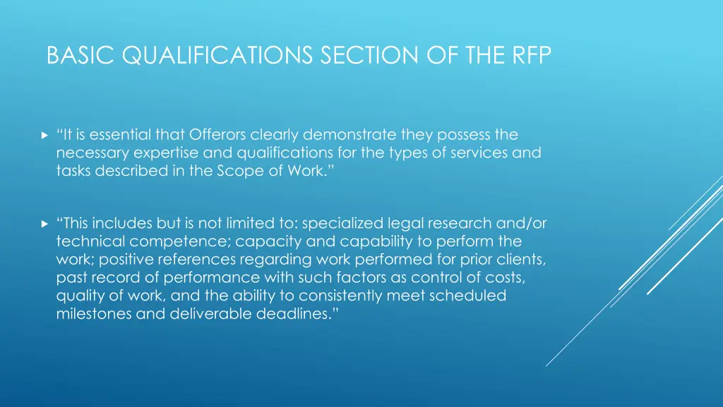 basic qualifications section of the rfp 2