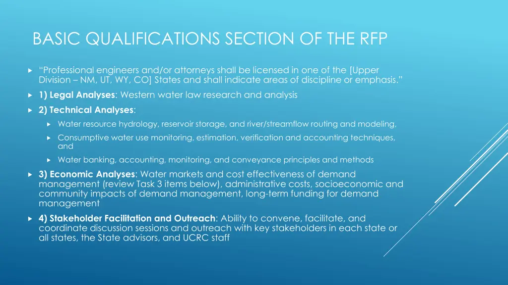 basic qualifications section of the rfp