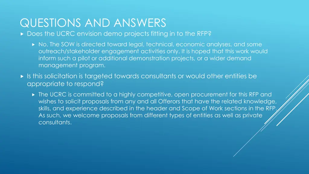 questions and answers does the ucrc envision demo