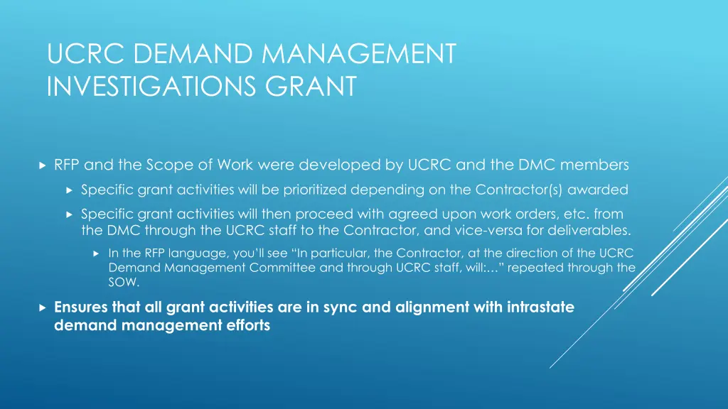 ucrc demand management investigations grant 1