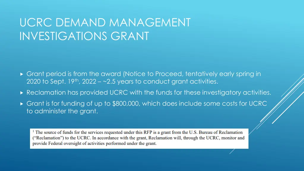 ucrc demand management investigations grant 2