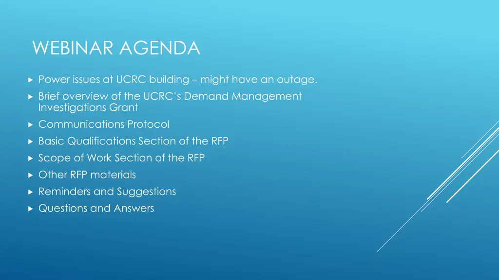 webinar agenda