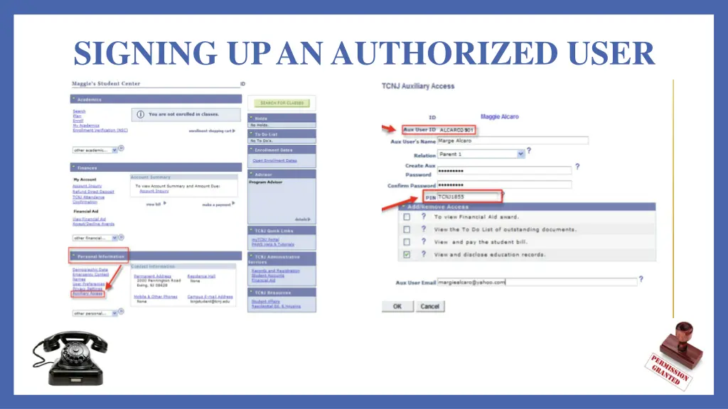 signing up an authorized user