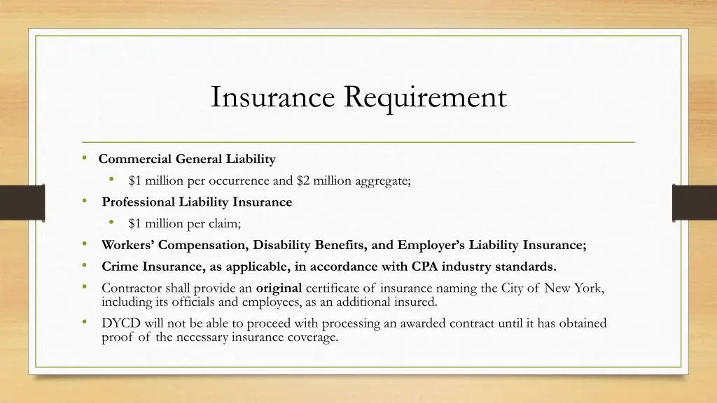 insurance requirement