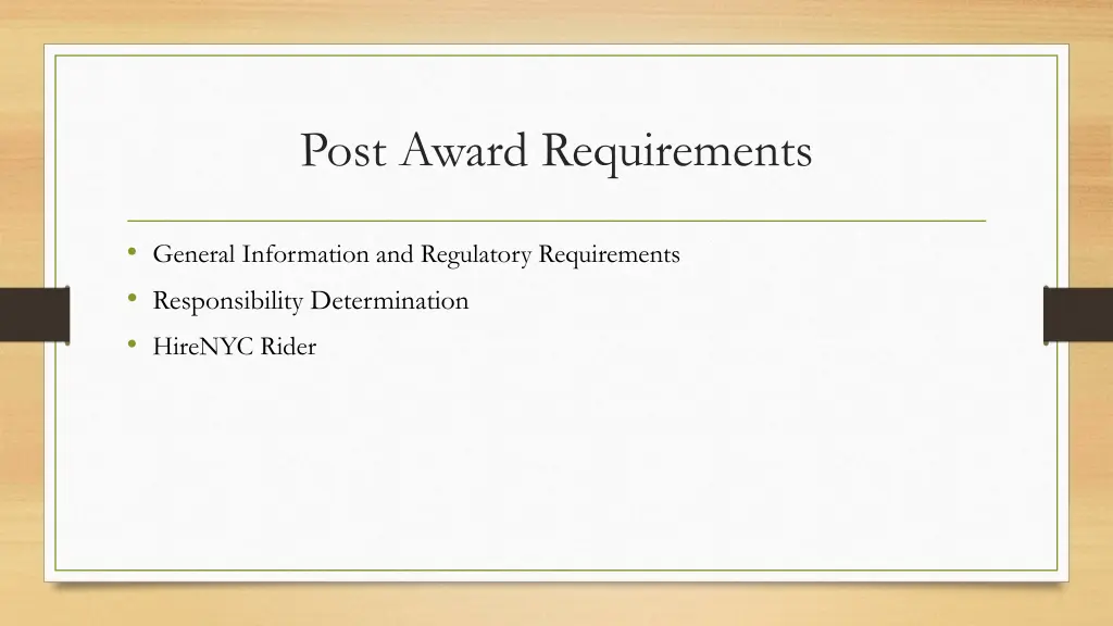 post award requirements