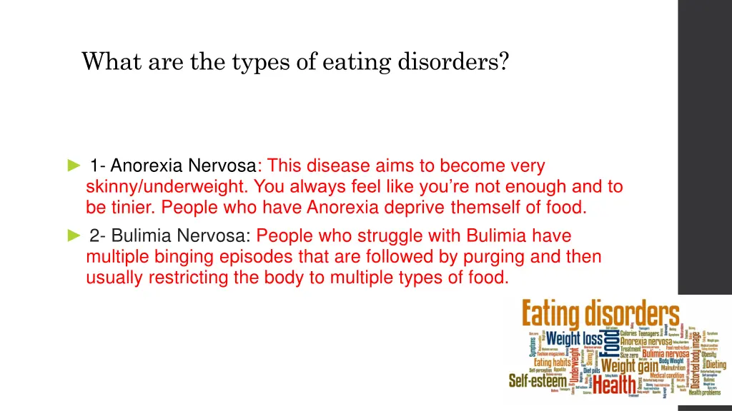 what are the types of eating disorders