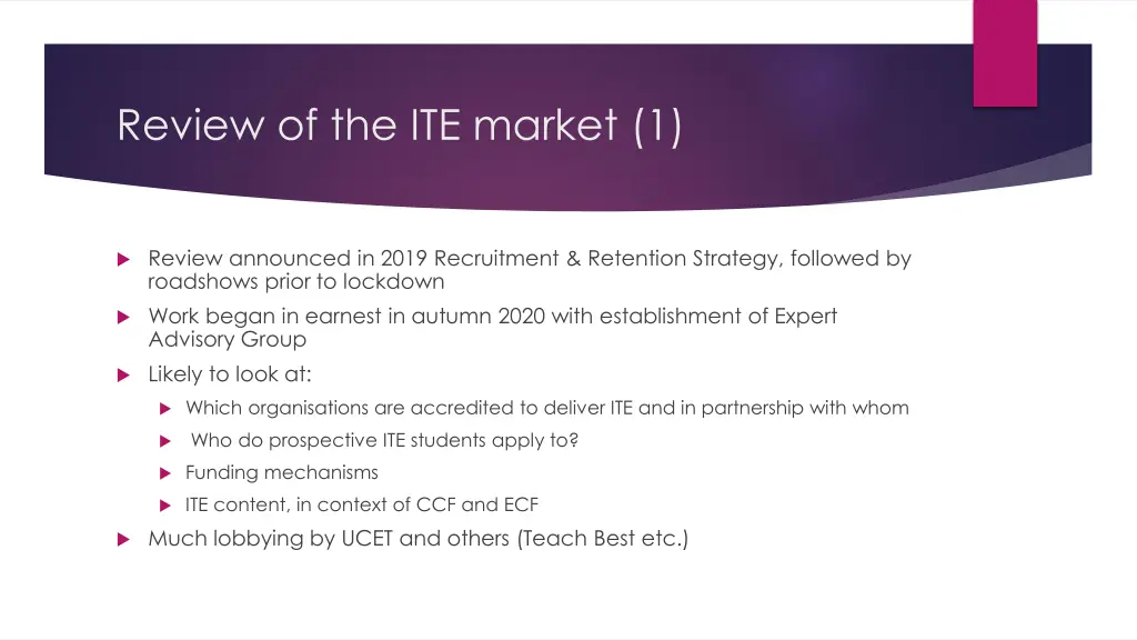 review of the ite market 1