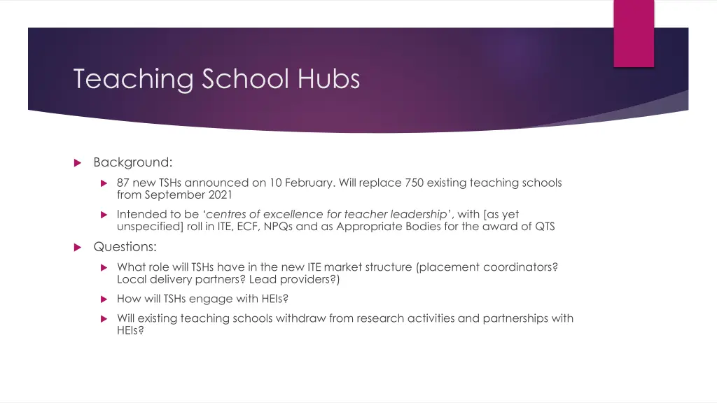 teaching school hubs