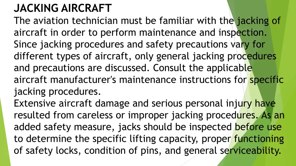 jacking aircraft the aviation technician must