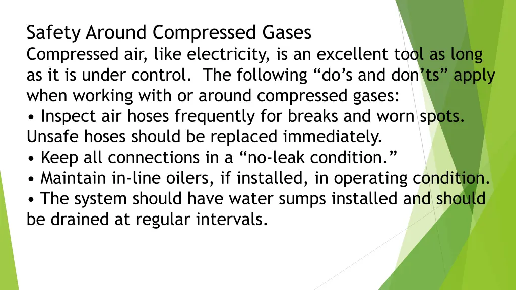 safety around compressed gases compressed