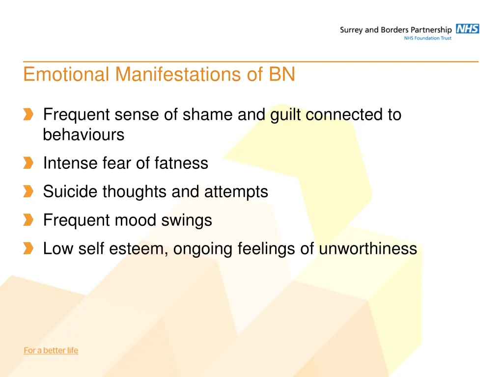 emotional manifestations of bn