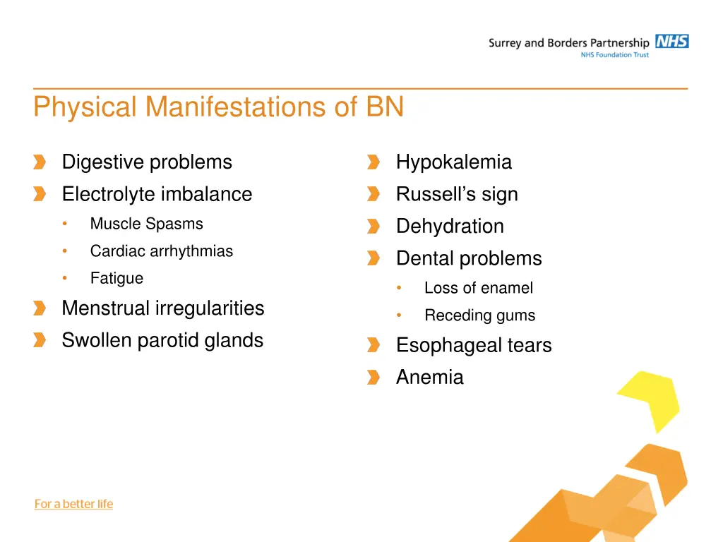 physical manifestations of bn