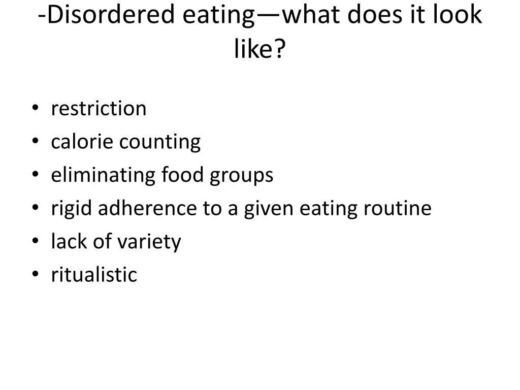 disordered eating what does it look like