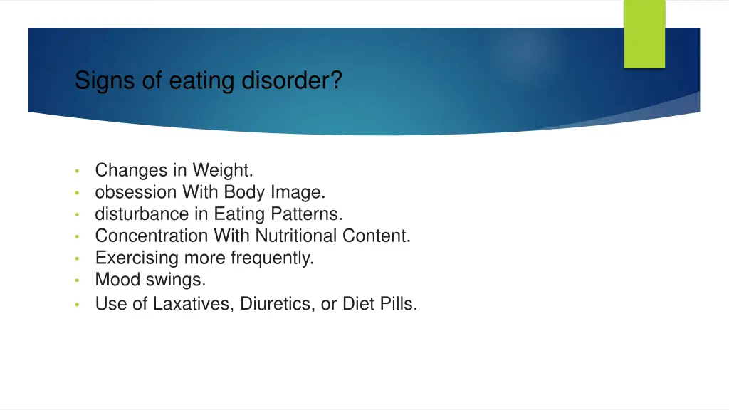 signs of eating disorder