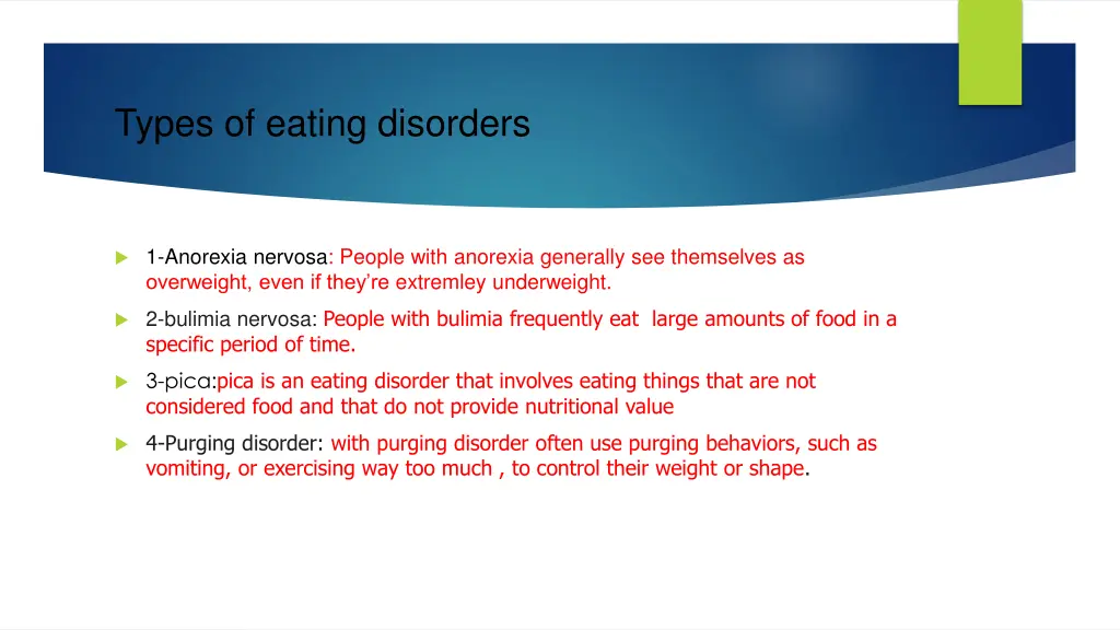 types of eating disorders