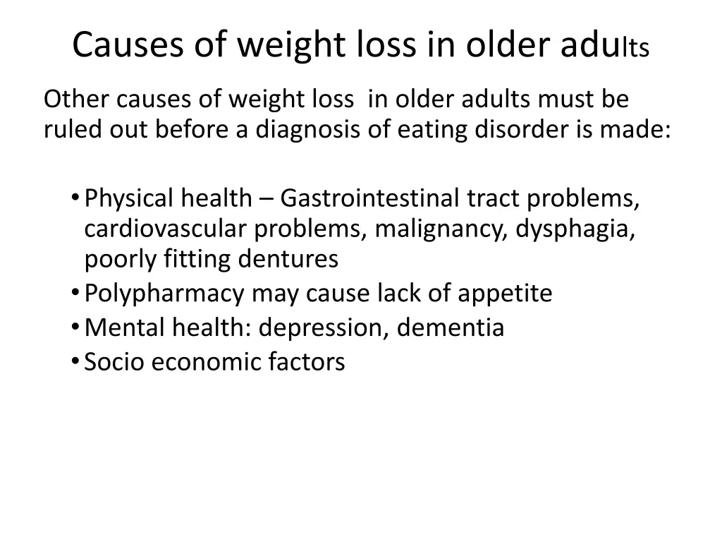 causes of weight loss in older adu lts