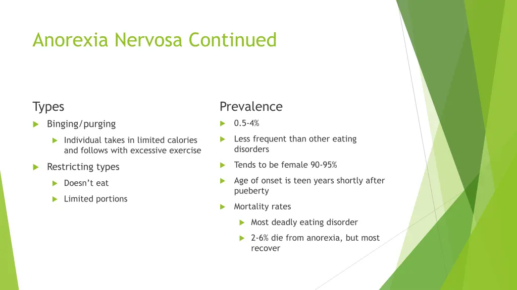 anorexia nervosa continued