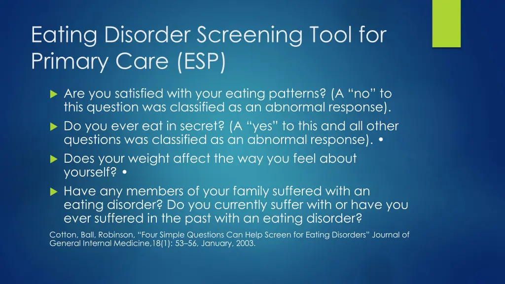 eating disorder screening tool for primary care