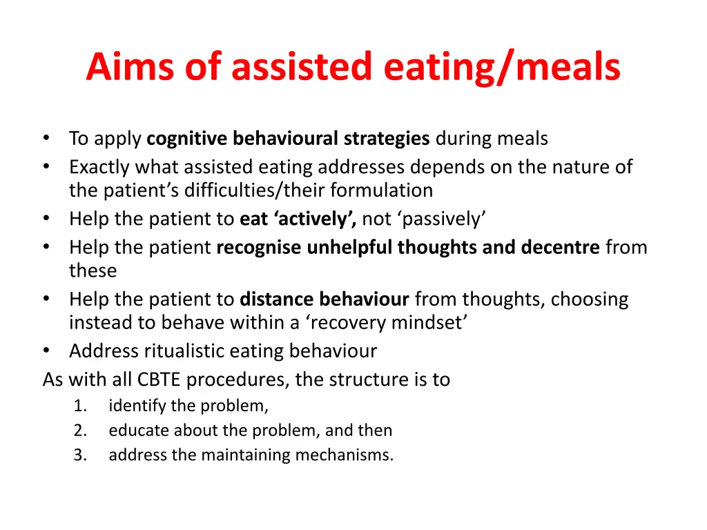 aims of assisted eating meals