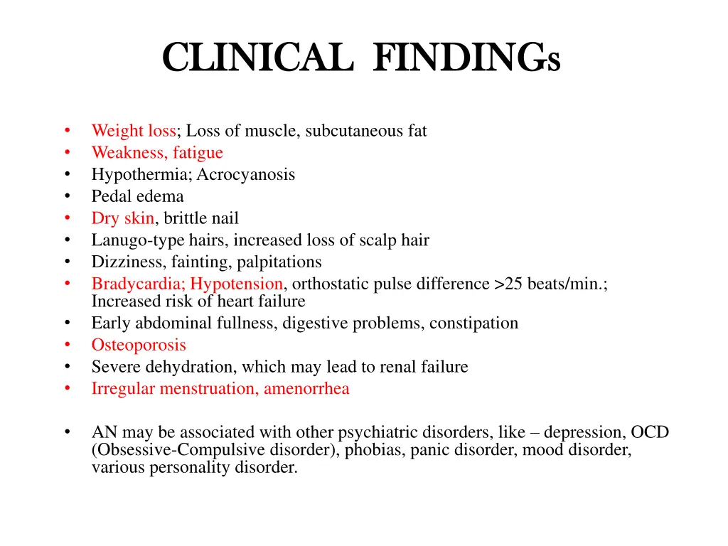 clinical findings clinical findings