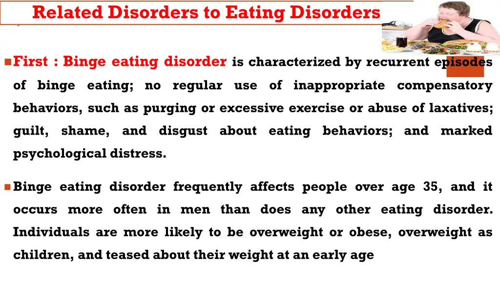 related disorders to eating disorders