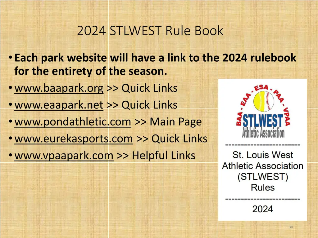 2024 stlwest rule book