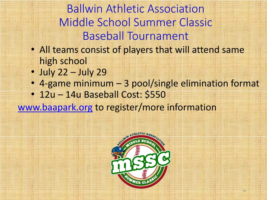 ballwin athletic association middle school summer