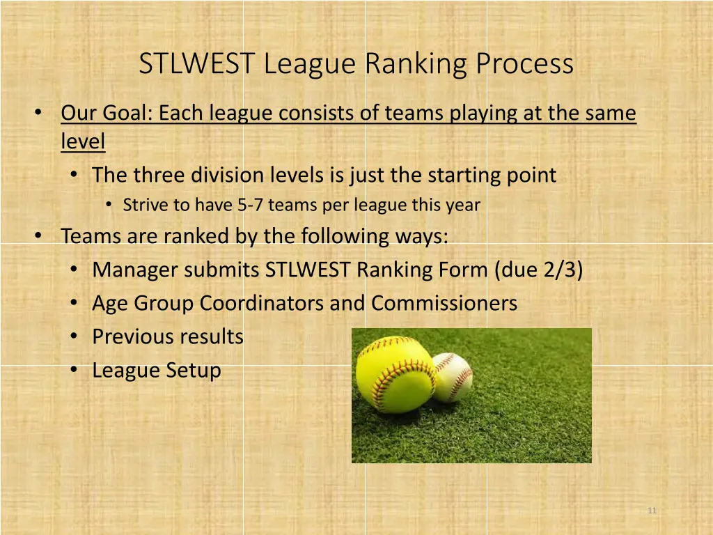 stlwest league ranking process