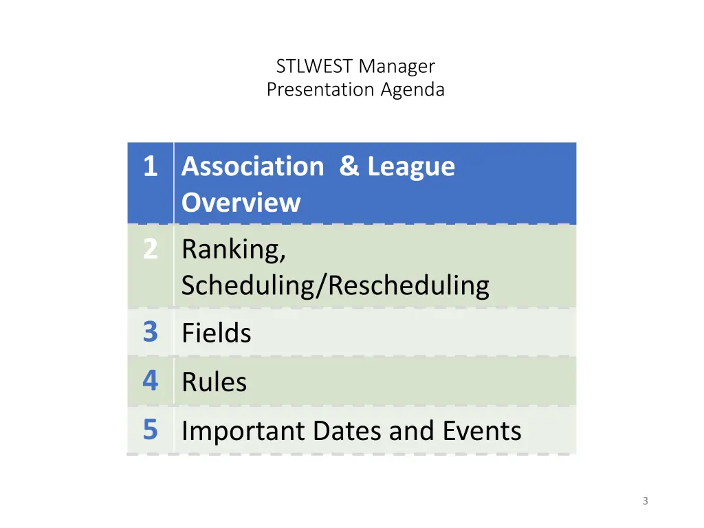 stlwest manager presentation agenda