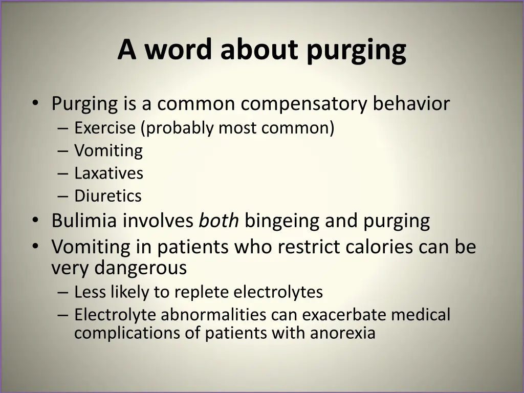 a word about purging