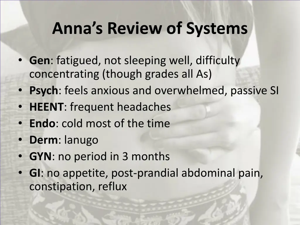 anna s review of systems