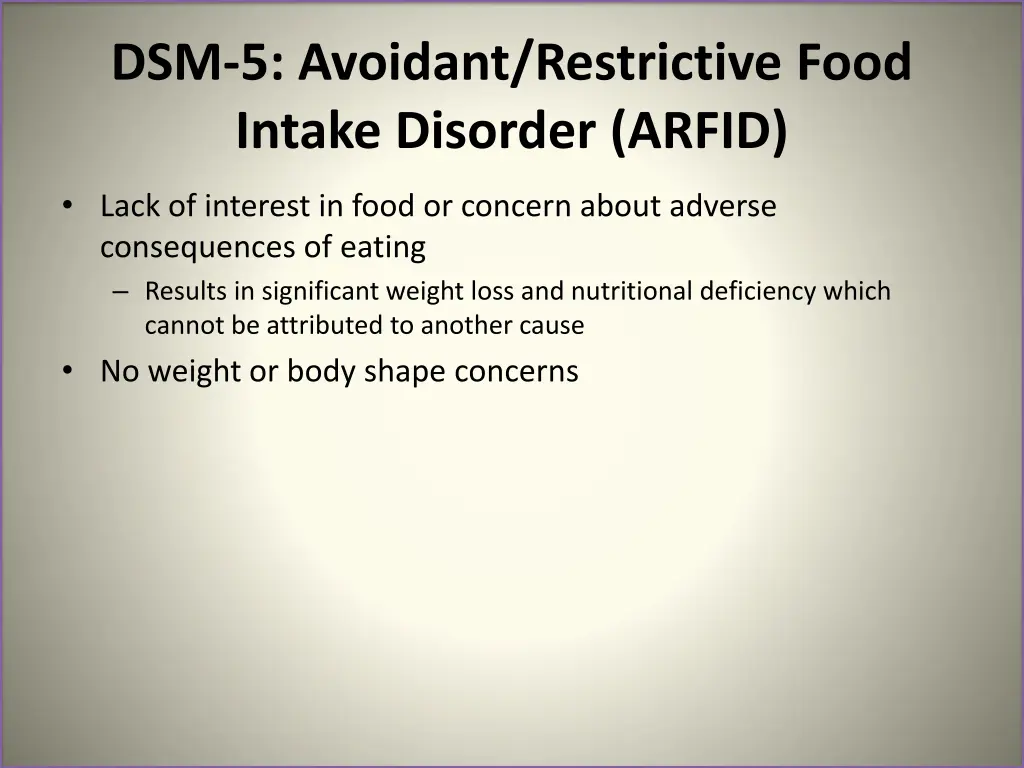 dsm 5 avoidant restrictive food intake disorder