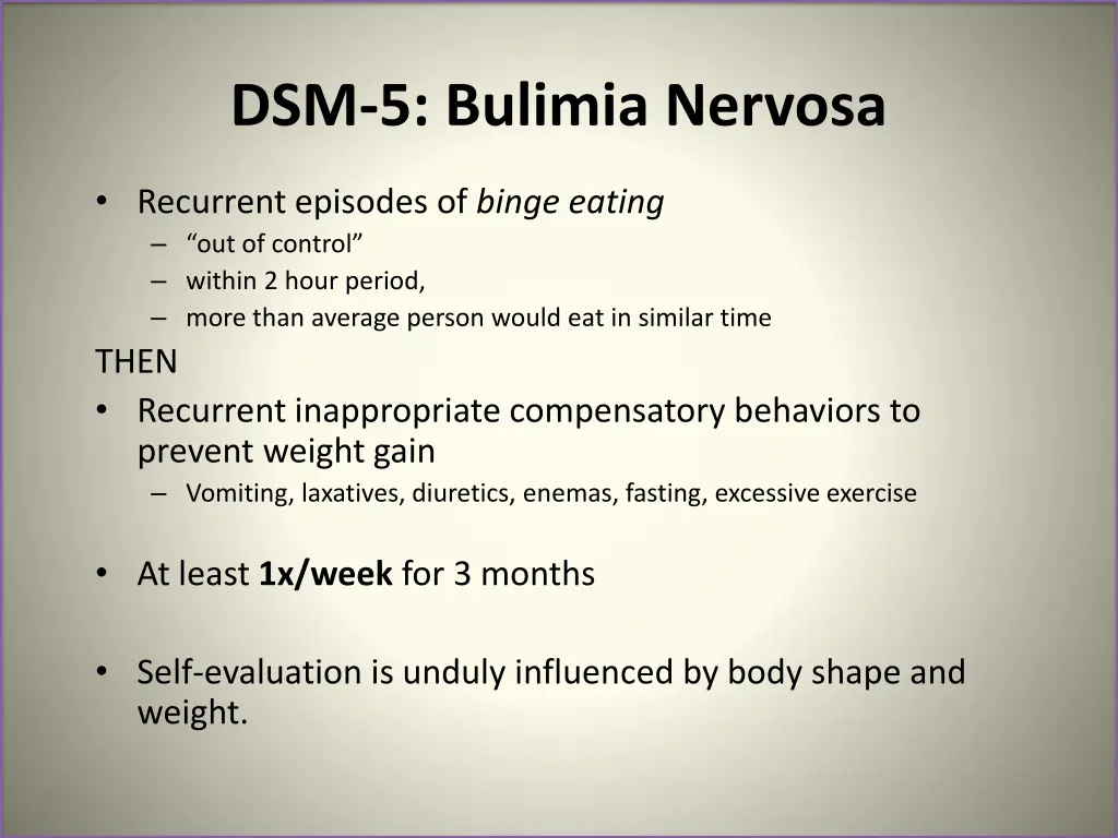 dsm 5 bulimia nervosa