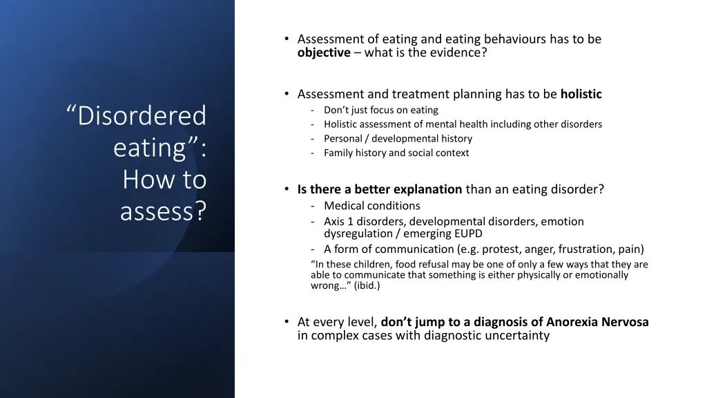 assessment of eating and eating behaviours