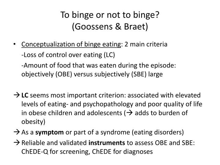 to binge or not to binge goossens braet