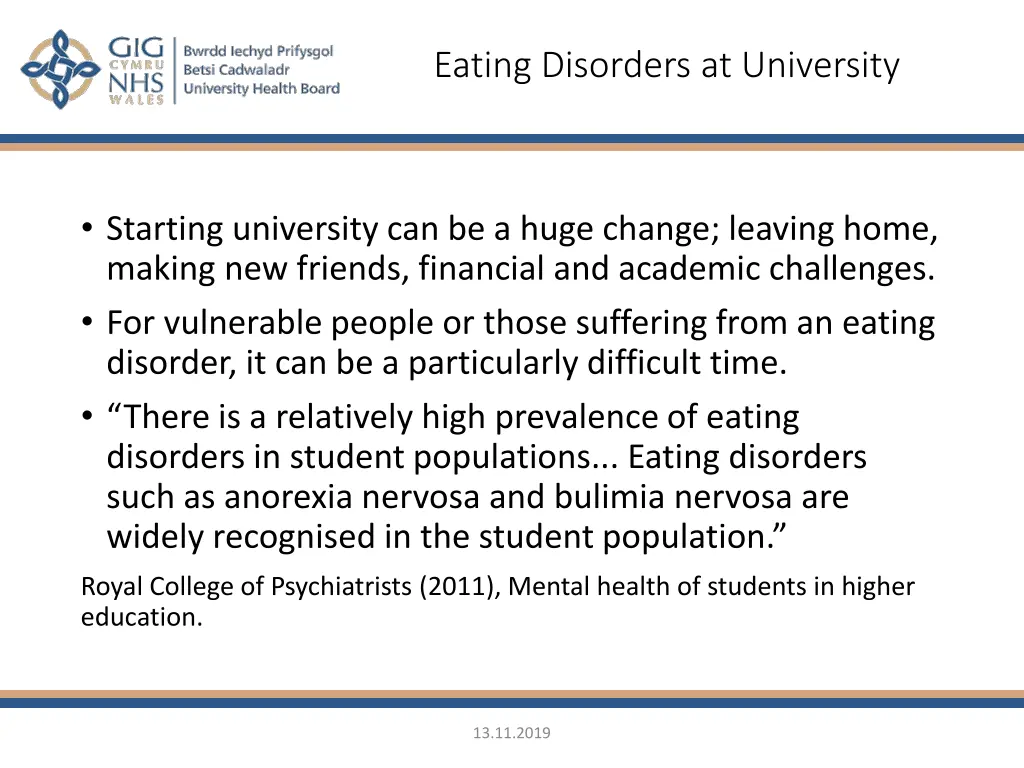 eating disorders at university