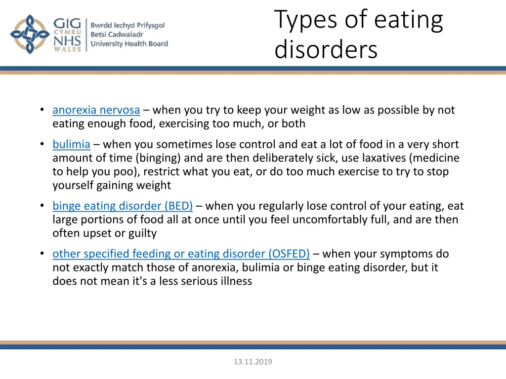 types of eating disorders