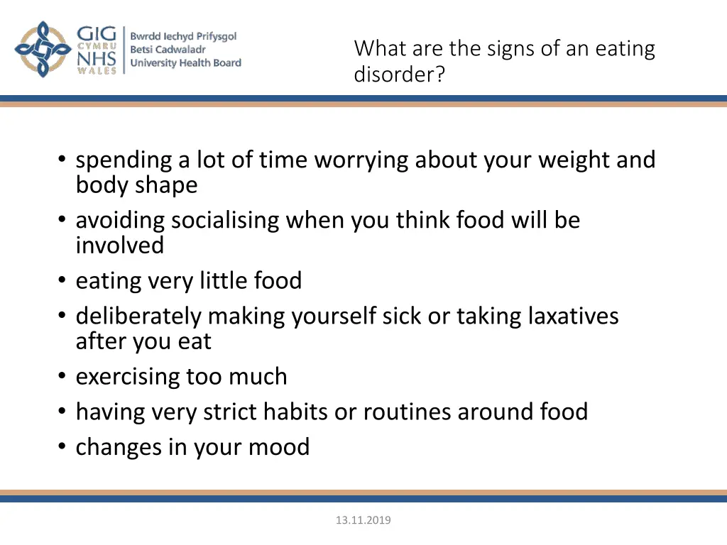 what are the signs of an eating disorder 1