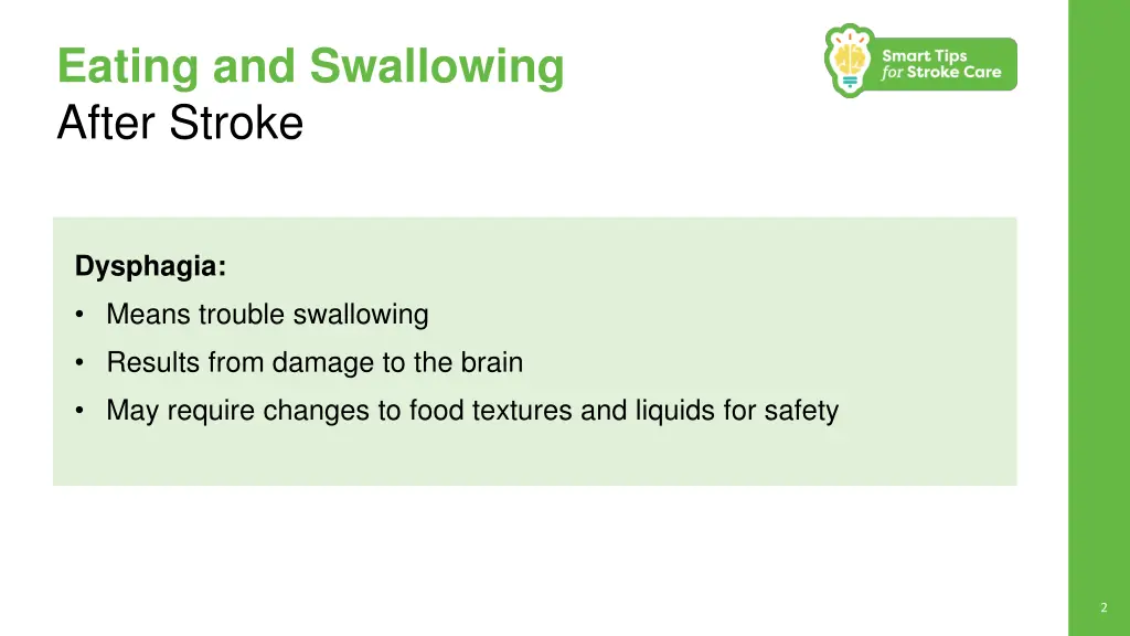 eating and swallowing after stroke