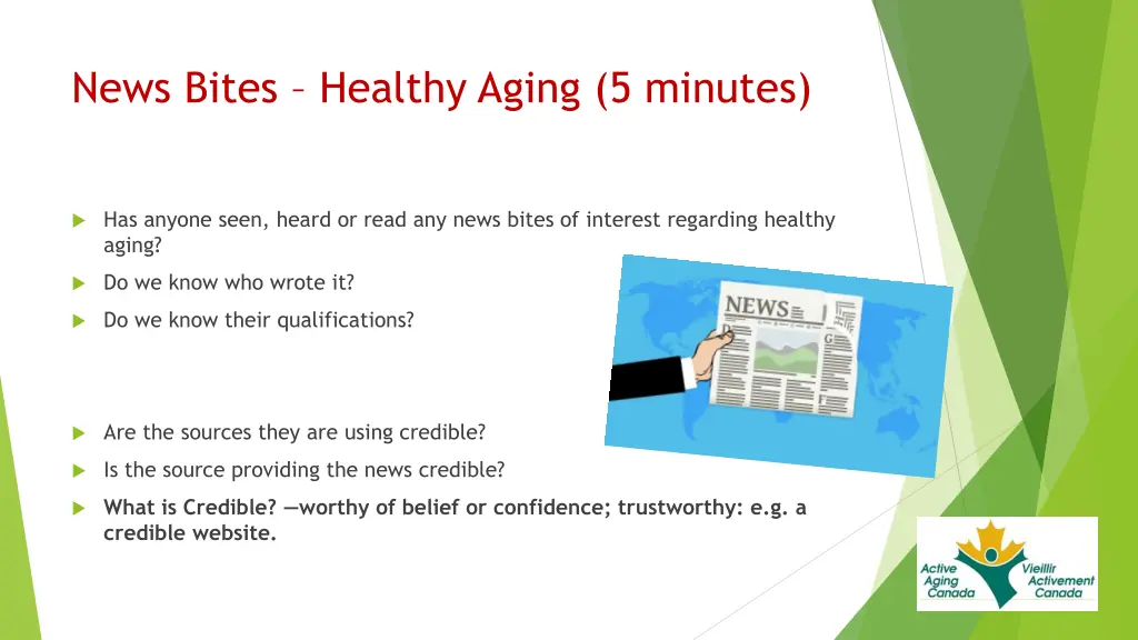 news bites healthy aging 5 minutes