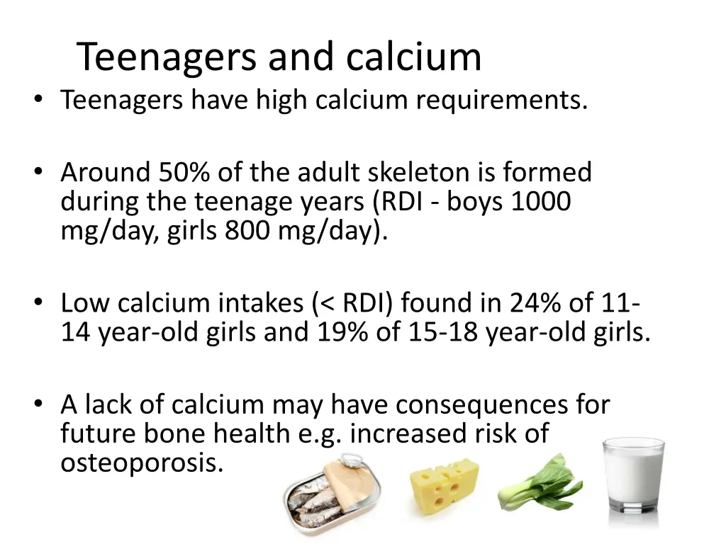 teenagers and calcium