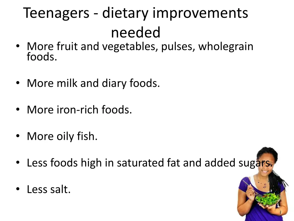 teenagers dietary improvements needed more fruit