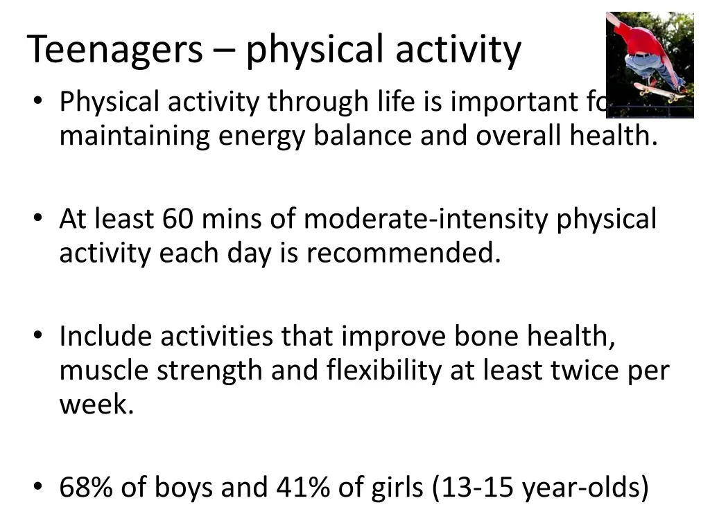 teenagers physical activity physical activity